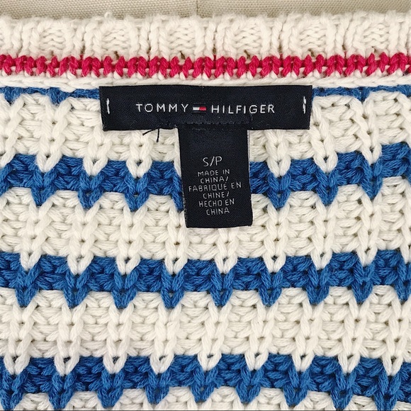 Tommy Hilfiger White & Blue Strip Sweater Size S - Picture 7 of 8